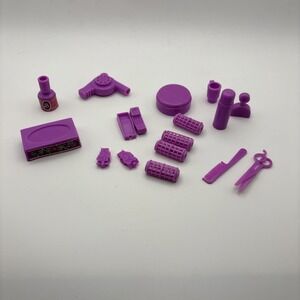 Vtg 1983 Mattel Barbie Beauty Salon Purple Accessories Phone Rollers Perfume +++